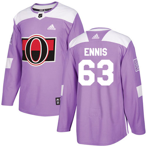 Adidas Ottawa Senators 63 Tyler Ennis Purple Authentic Fights Cancer Stitched Youth NHL Jersey